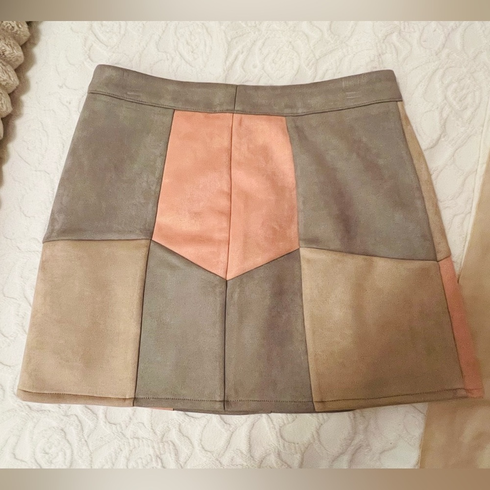 Suede-feel mini skirt
